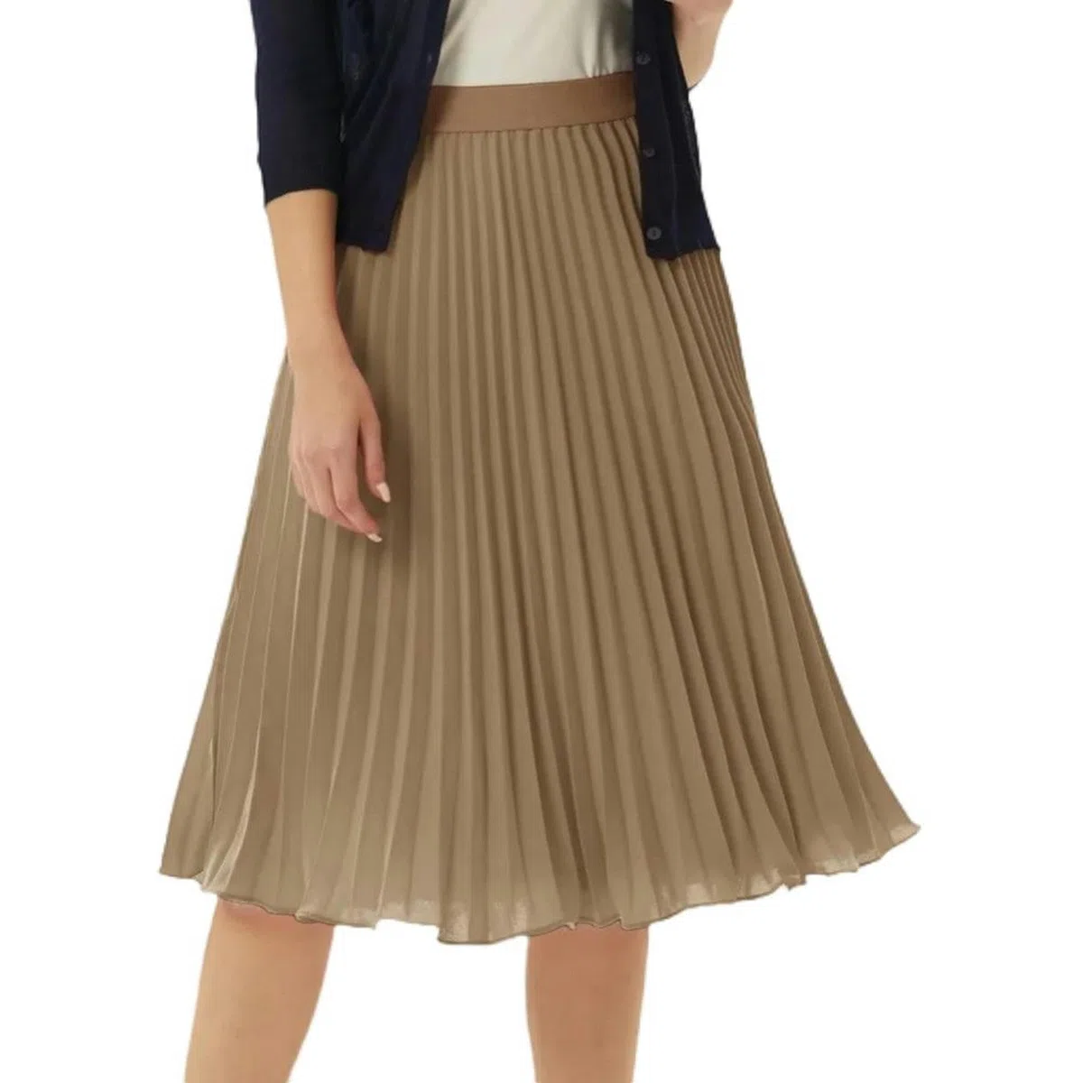 Falda Plisada de Corte A para Mujer, Cintura Alta elástica, Faldas de Gasa, Trajes de Trabajo Elegantes para Mujer, Negro, XL