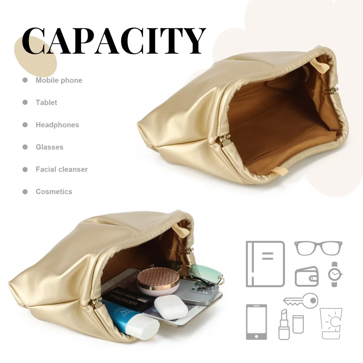 Bolsos de mano de cuero PU suave para mujer Bolso de noche formal Bolso de mano elegante