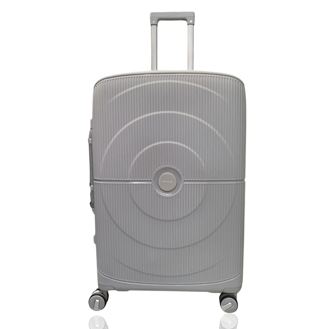 Max Star Juego de Maletas de Viaje 3 Piezas, MS636, Ruedas 360º, Polipropileno, Impermeable, Resistente, Ligera, Gran Capacidad, Maleta Cabina, Mediana, Grande, Gris