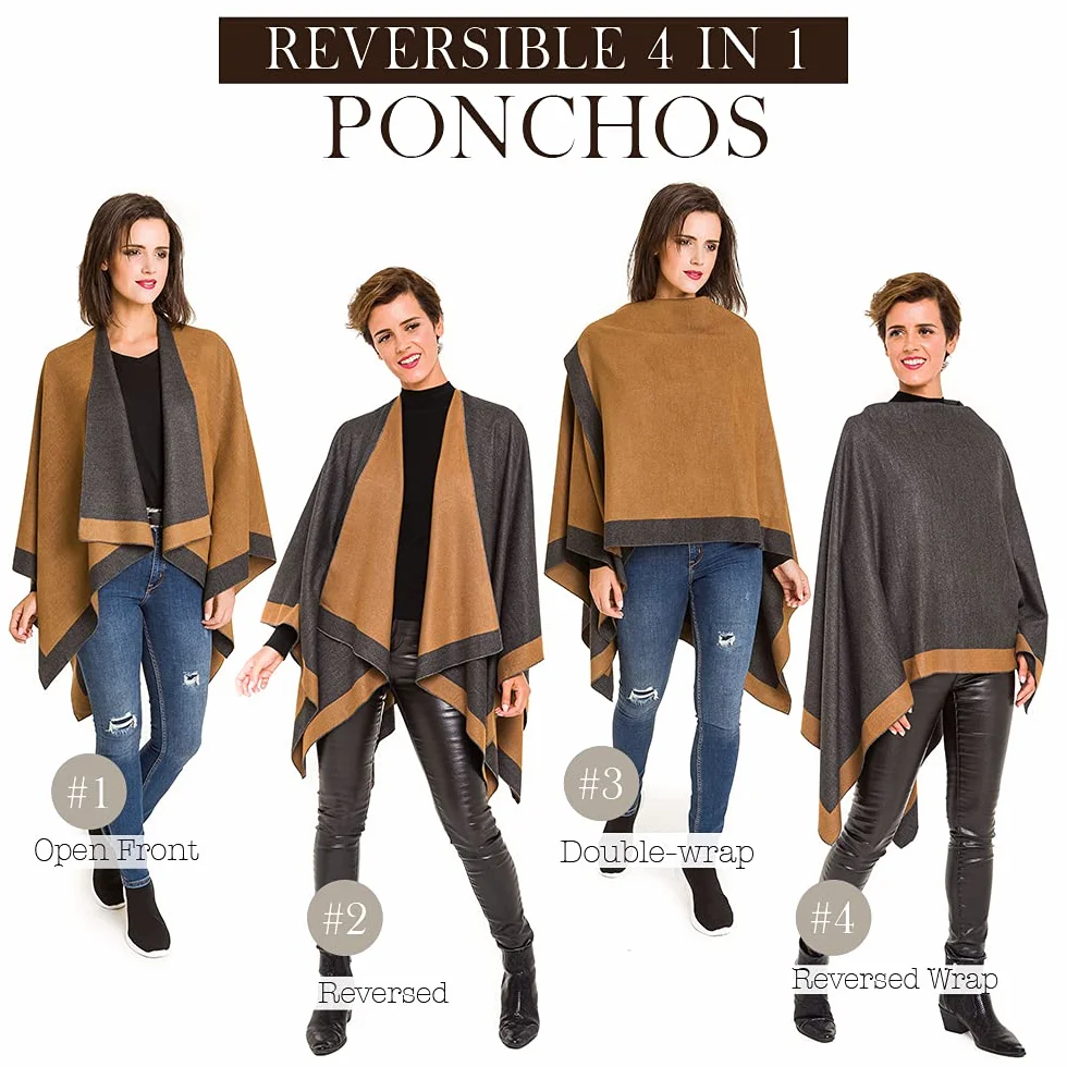 MELIFLUOS DESIGNED IN SPAIN Poncho Estola Capa para Mujer: Chal Elegante para Primavera Otoño e Invierno