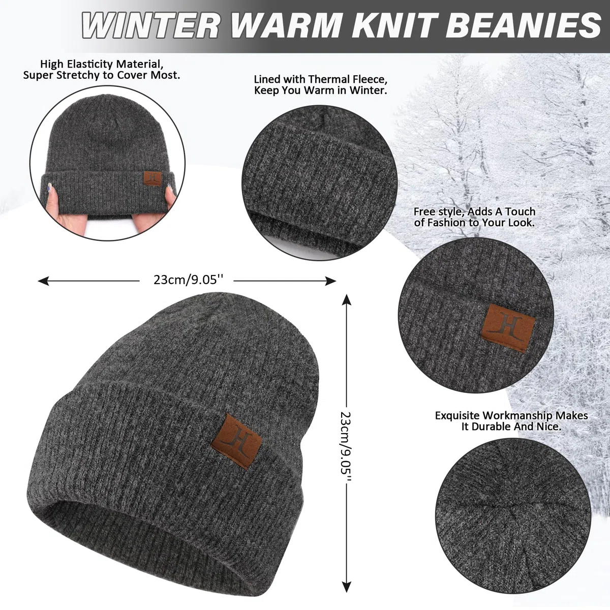 Mujer Hombre Invierno Termicos Gorro Beanie Bufanda Conjunto Tejido Slouchy Gorros Infinity Bufandas para Mujeres Hombres
