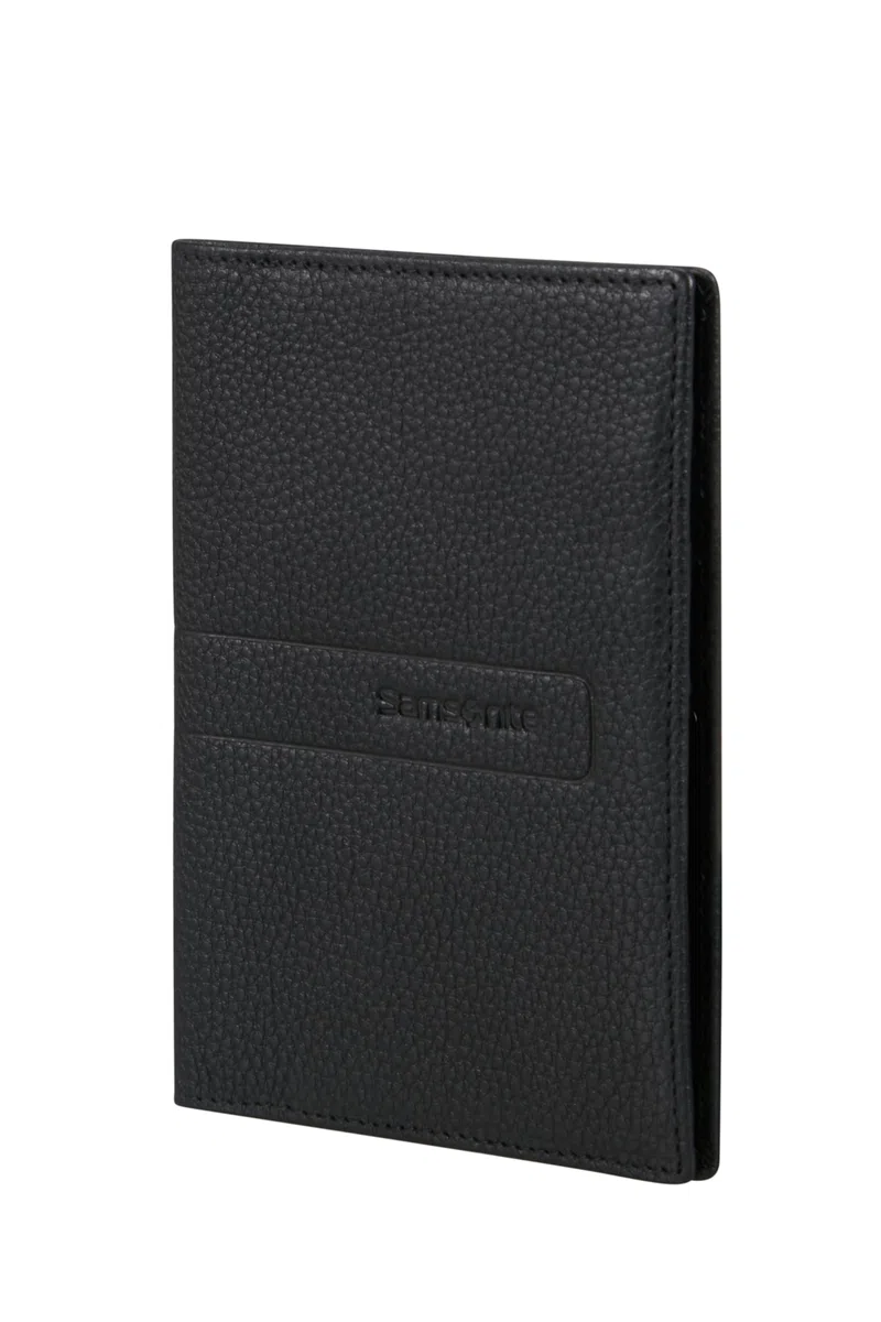 Samsonite TA Revolution - Funda de Piel para Pasaporte, protección RFID, con 3 Ranuras para Tarjetas de crédito, Solapa de Seguridad para Pasaporte, Accesorios de Viaje, Color Negro