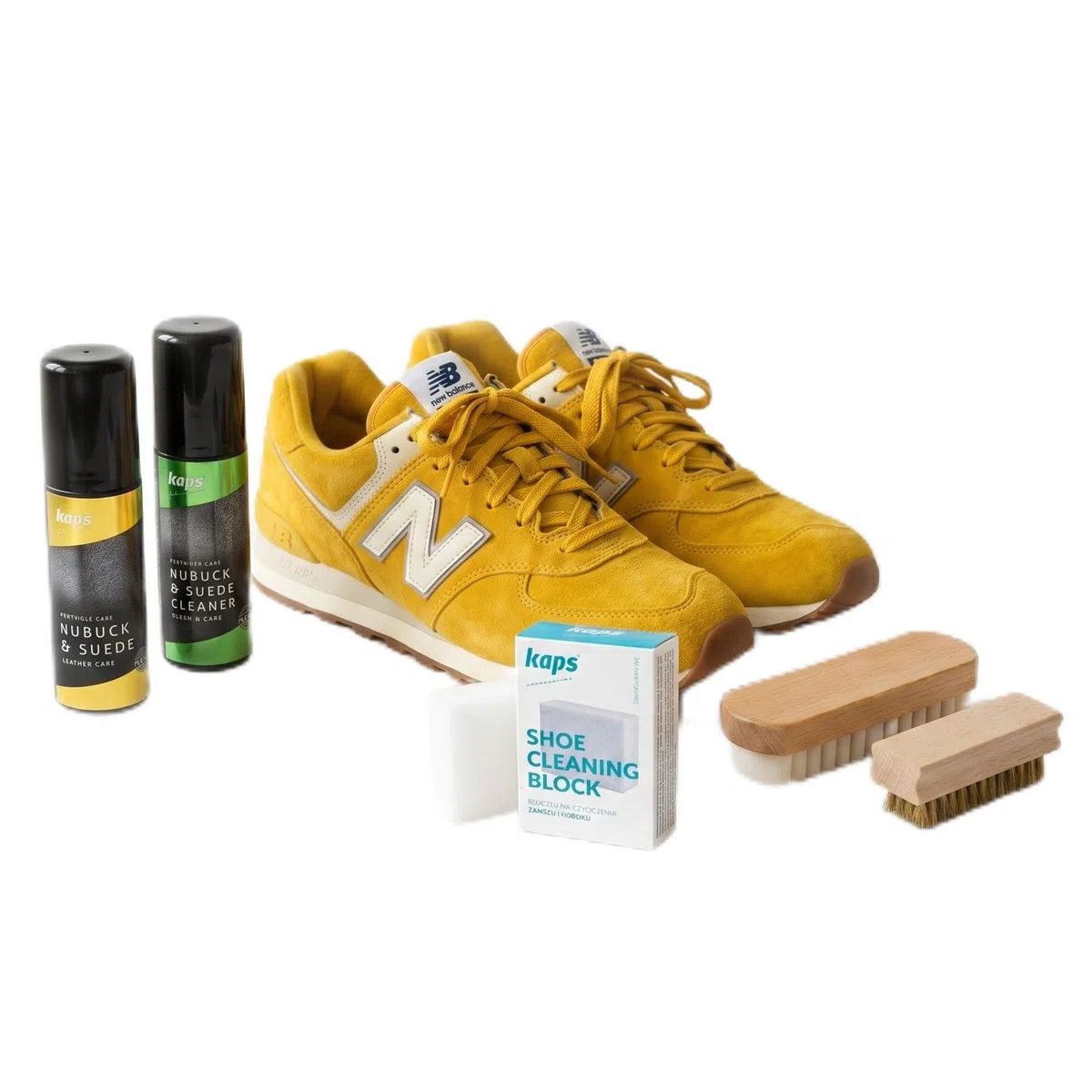 Kaps Milano set de cuidado del calzado – cepillos de alta calidad, kit para limpiar y proteger zapatos y botas de nobuk y ante, 5 piezas