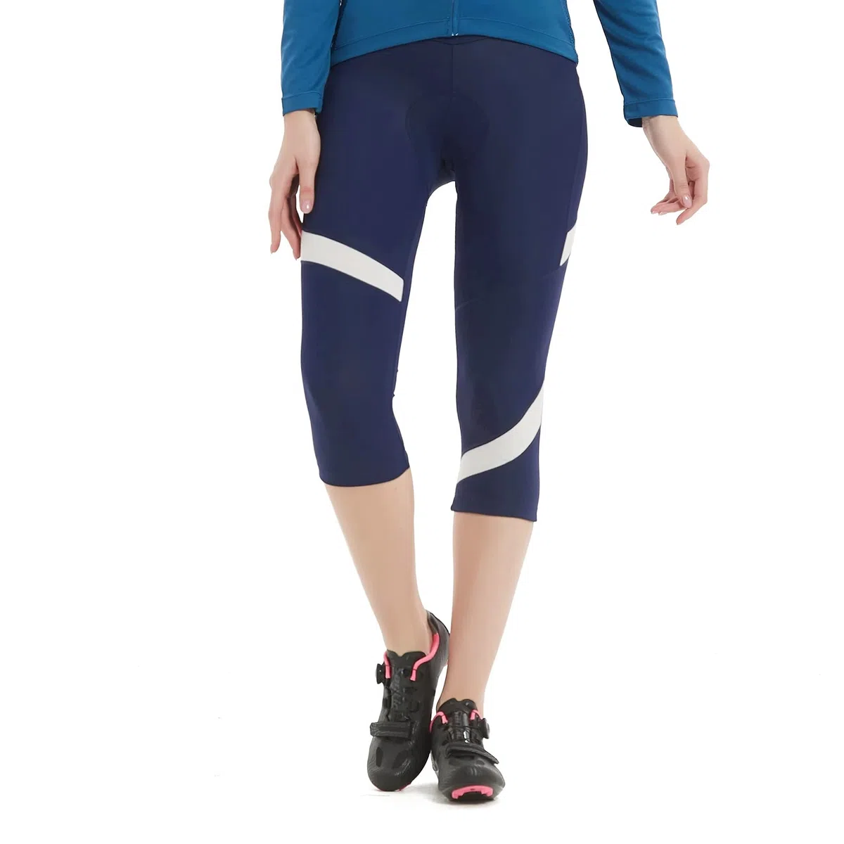 Santic Mallas Ciclismo Mujer 3/4 Culote Ciclista Acolchados UPF50+ Elástico y Transpirable Secado Rápido