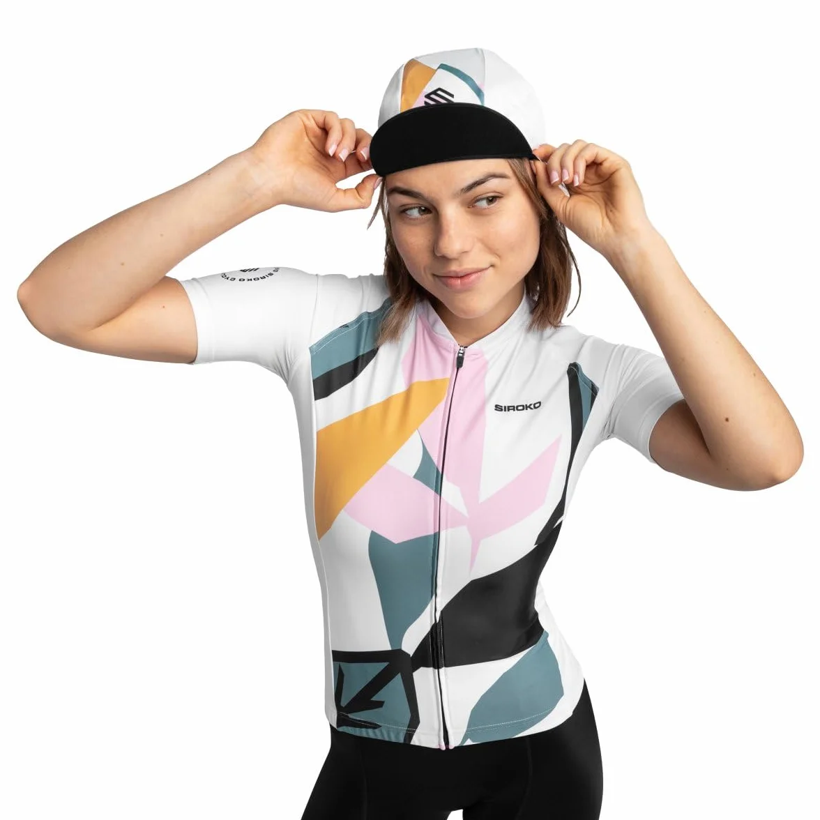 SIROKO - Maillot de Ciclismo para Mujer M2 Pinerolo - XL - Blanco/Verde Ceniza/Rosa Chicle
