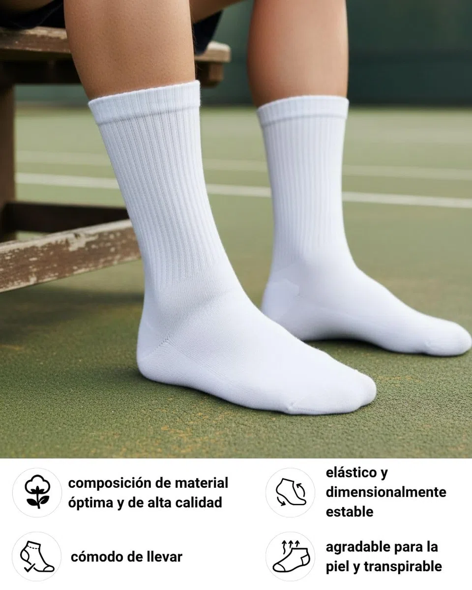 sockenkauf24 10 Pares Calcetines Deporte Hombre Mujer Tenis Algodón Transpirable Acolchado Crew Socks