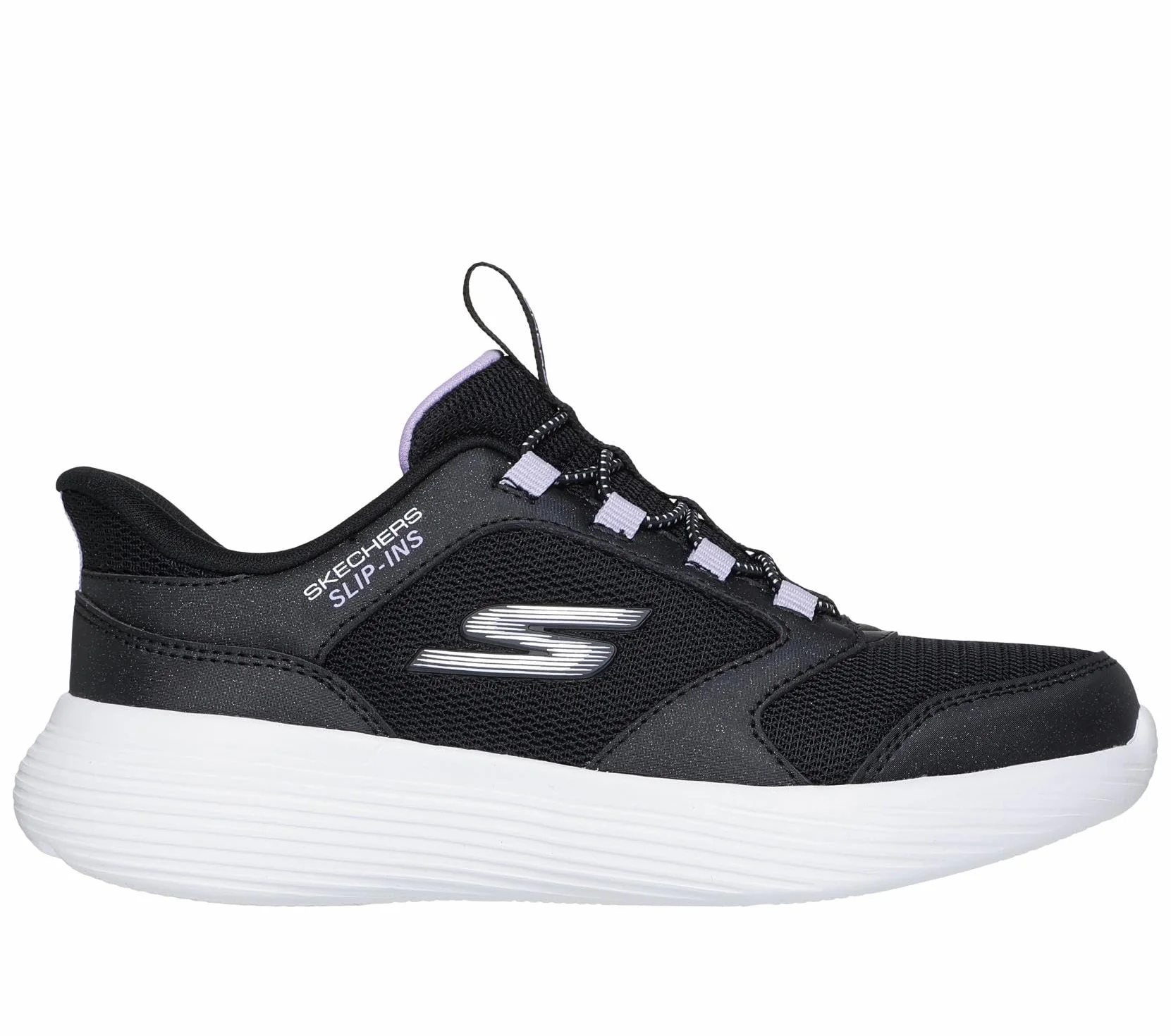 Skechers Niñas Go Run 400 V2 Tetra Speed Slip-In ENTRENADOR, Black Synthetic/Textile, 27.5 EU