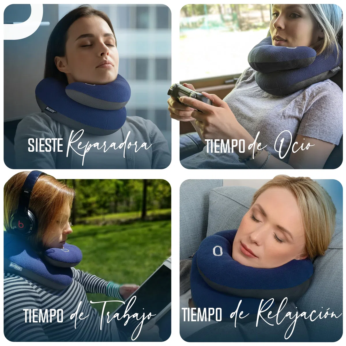 BCOZZY La Almohada Para el Cuello Para Viajes Brinda Doble Soporte Para La Cabeza, el Cuello y La Barbilla En Cualquier Oosición Para Dormir En Vuelos, Suave, Cómoda, Tamaño Large, Carbon