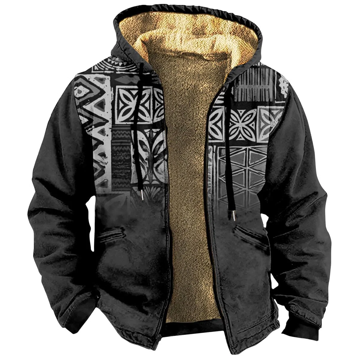 Sudadera con capucha de forro polar con estampado gráfico, chaqueta suave y cálida para un estilo casual al aire libre, Streetwear, ajuste cómodo