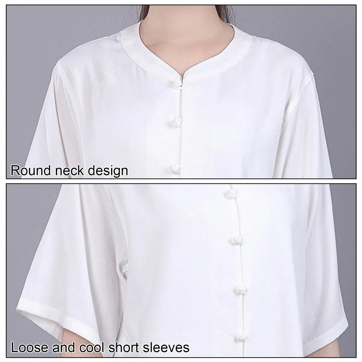 Uniforme de Tai Chi para Mujer, Traje Tradicional Chino de Kung Fu, Ropa de Artes Marciales de Manga Corta para Meditación Zen, Wing Chun/Uso Diario en Casa,Rosered-L