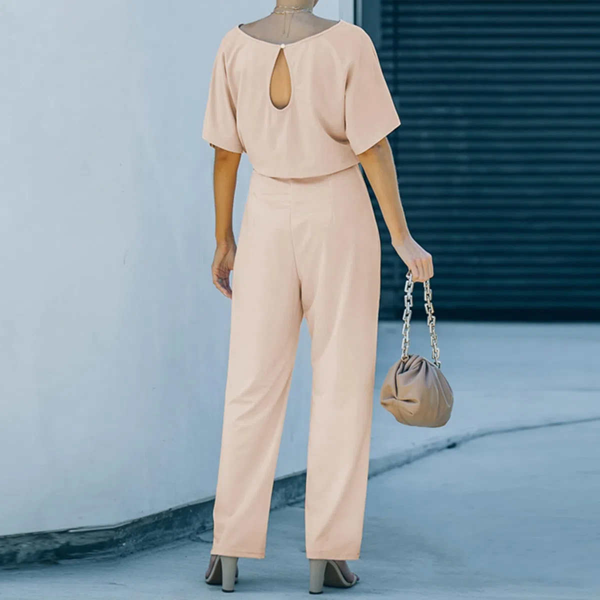 Mono para mujer manga corta pantalones elegantes mono informal suelto con cinturón