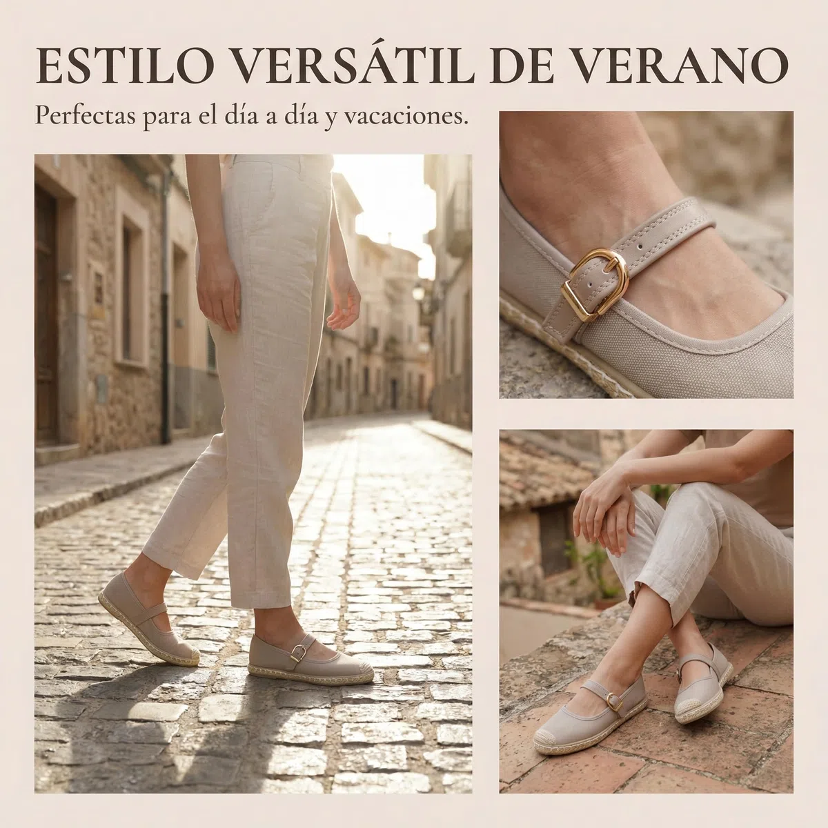 GLAMORA Merceditas Mujer con Hebilla Bailarinas Esparto Manoletinas de Punto Transpirable Zapatos Planos Mujer Suela de Goma Antideslizante Estilo Alpargata Calzado Verano Cómodos Ligeros