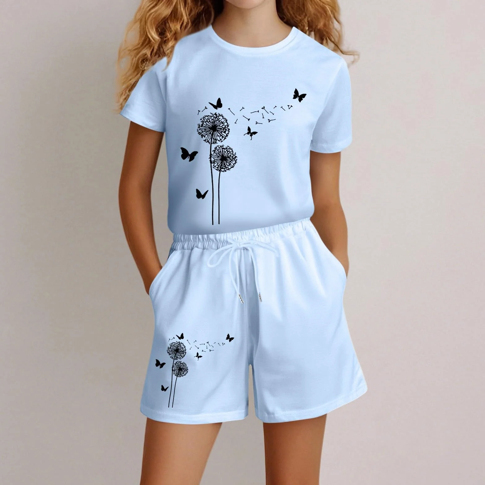 Chándal para niña, ropa deportiva, chándal para niños, niñas, verano, informal, manga corta, juego para camiseta, bolsillo superior, pantalones cortos