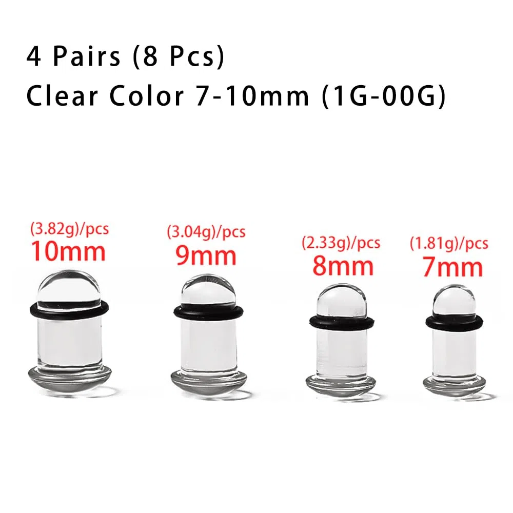 Vankula Kit dilataciones orejas piercing expansore 12 Piezas/ 8 Piezas 1.6-10mm dilatador Tapones de Vidrio Oreja piercing Estiramiento de joyería para Mujer Hombre