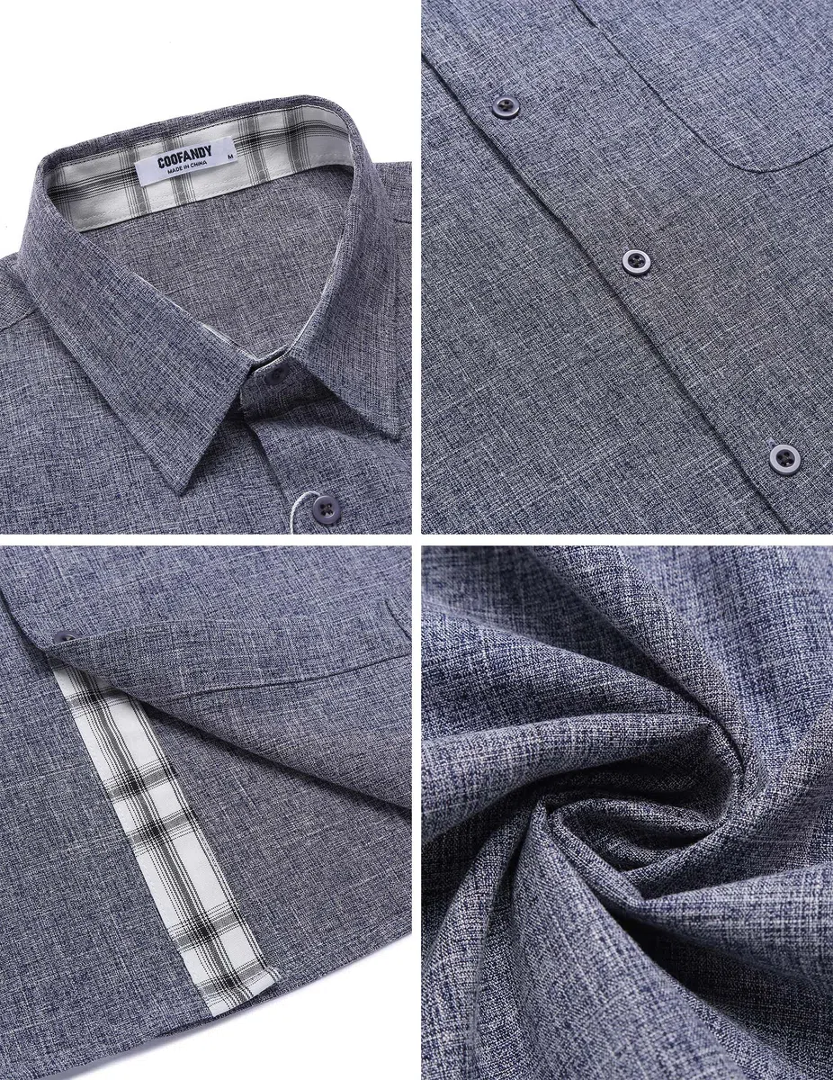 COOFANDY Camisa Hombre Manga Corta Regular Fit Verano Casual Ligera para Playa Vacaciones con Bolsillo