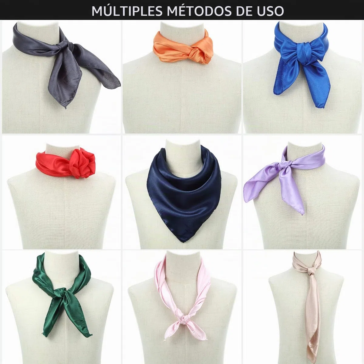 15 Piezas Bufanda de Cuello Cuadrada de Mujeres Pañuelo de Cuello de Colores Sólidos Mixtos Bandana de Cabeza