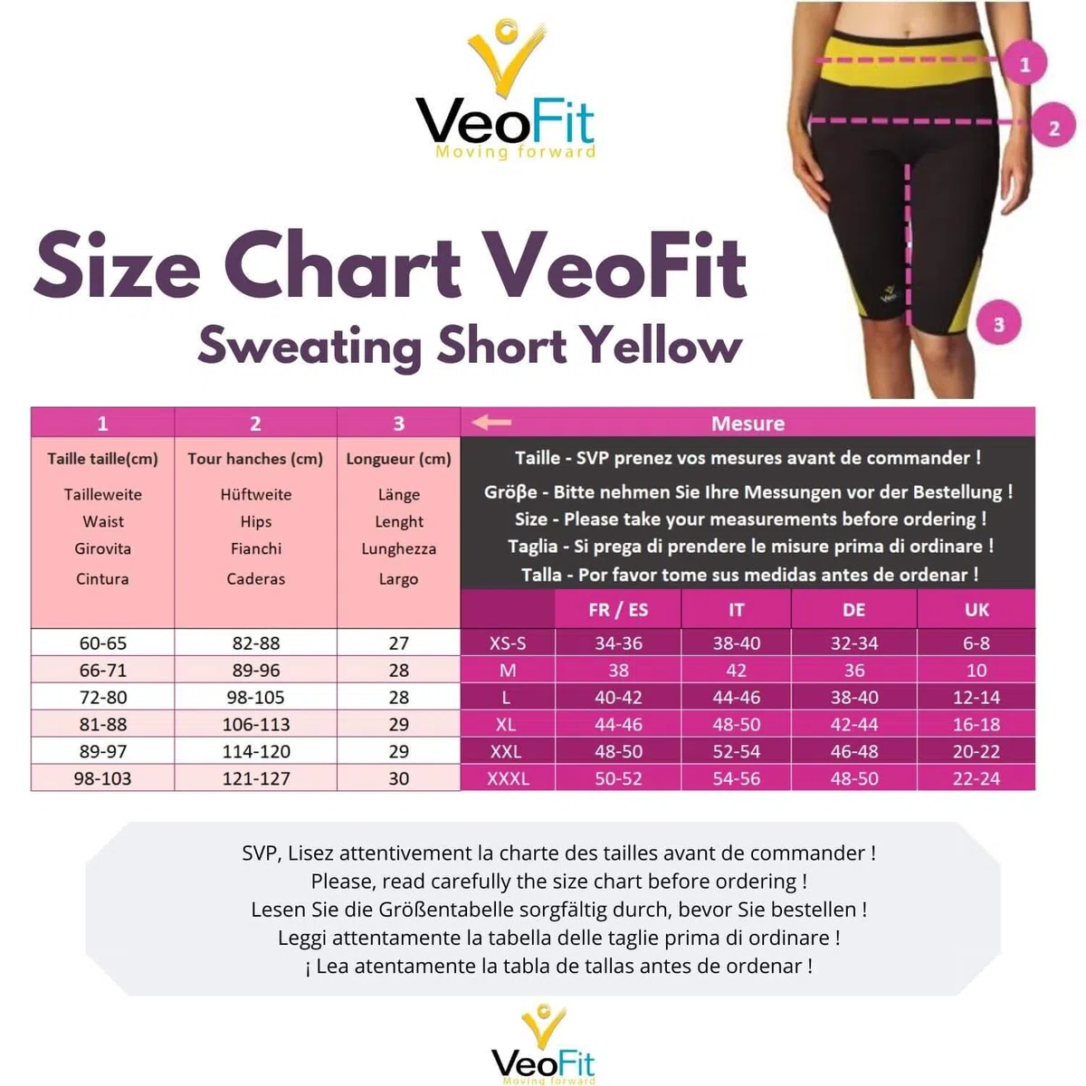 VeoFit Short de Sudoración Adelgazante Objetivo Vientre Llano, Muslos Delgados y Nalgas Tonificadas - OFRECIDOS: Funda + Guía per Ponerse en Forma con Programa Fitness y Consejos Nutrición