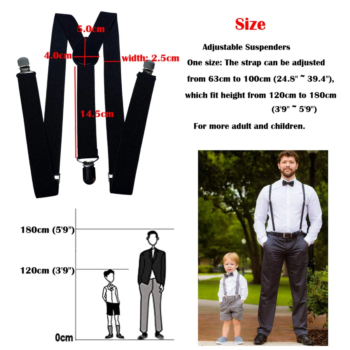 Tirantes para hombre, estilo Y, resistentes, ajustables, elásticos, talla única, para adultos y niños