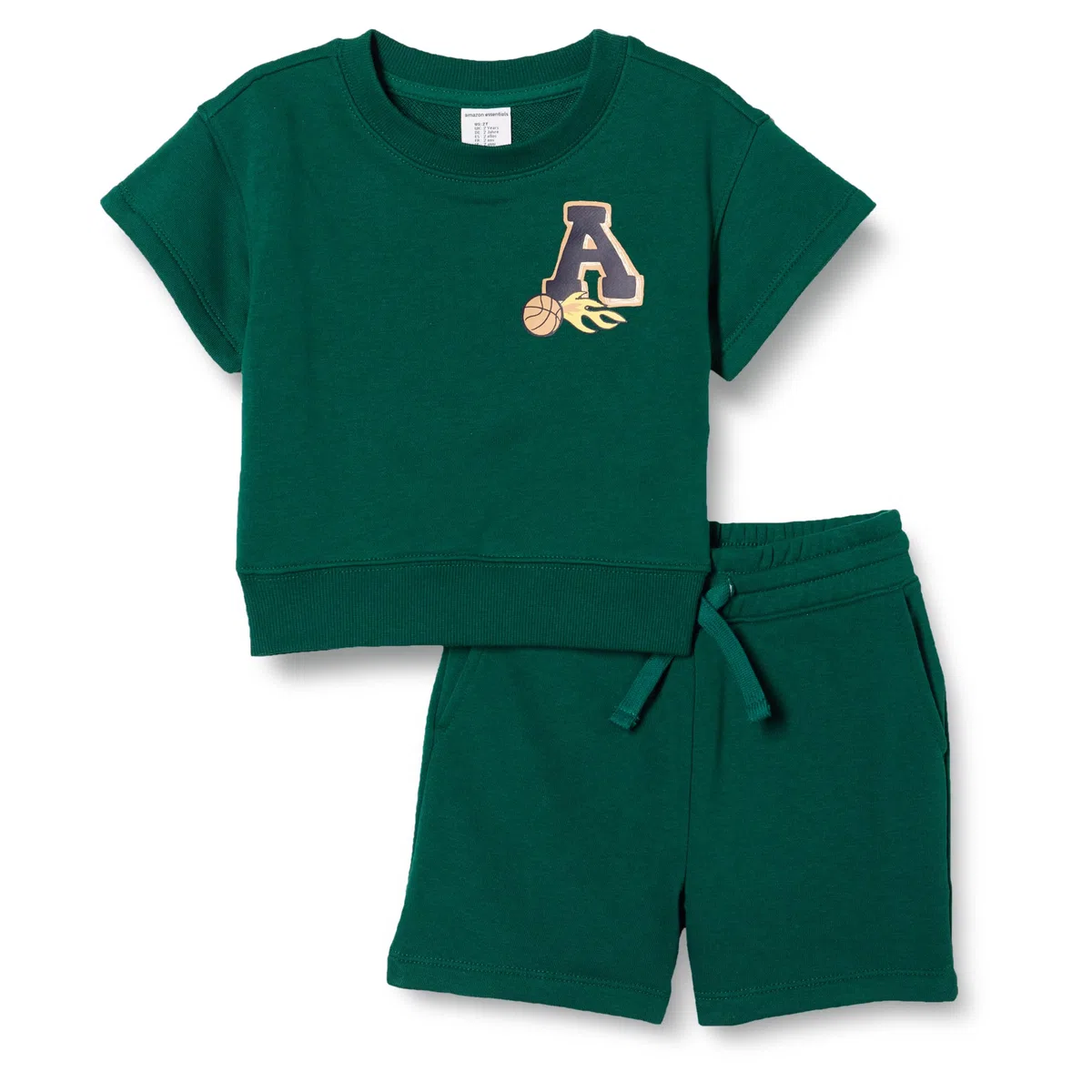 Amazon Essentials Conjunto de sudadera y pantalones cortos de corte holgado Niño, Pack de 2