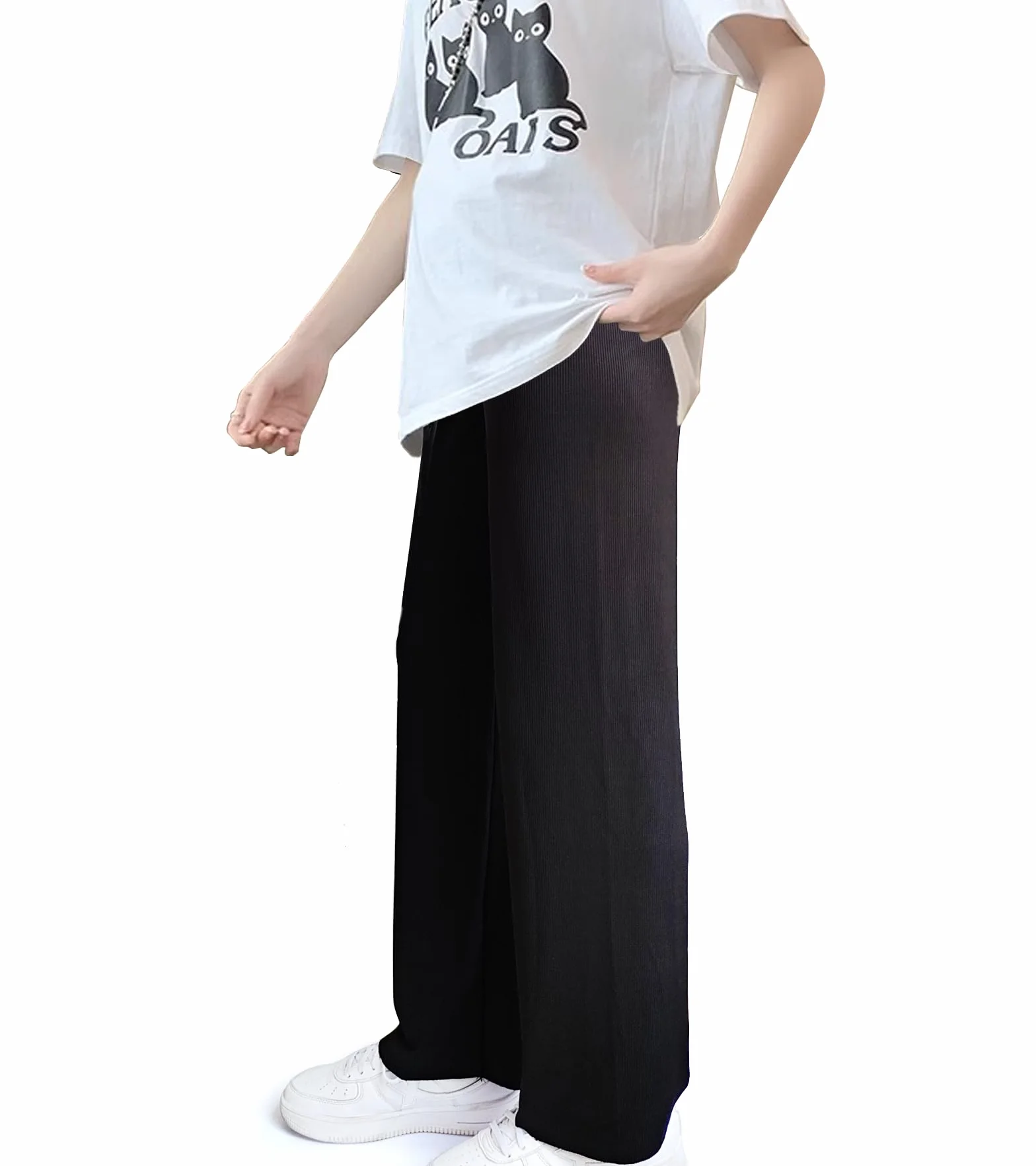 Pantalones Premamá de Pierna Ancha,Pantalones Largos Sueltos Casuales para Embarazo Trabajo Maternidad
