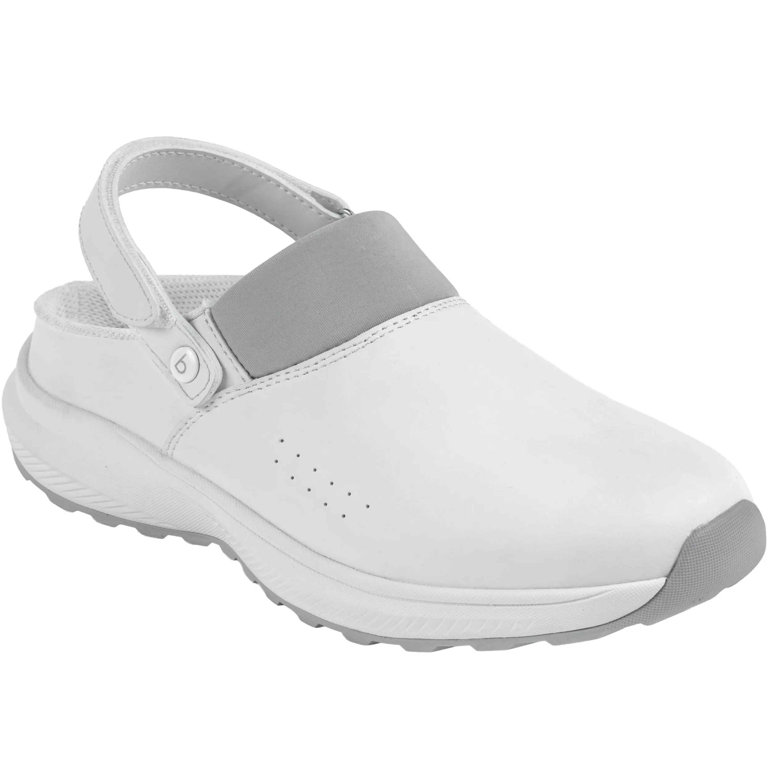B-well Kai Zuecos médicos blancos – Zapatos de trabajo de enfermería para hombre y mujer, antideslizantes, anatómicos, suela de goma EVA
