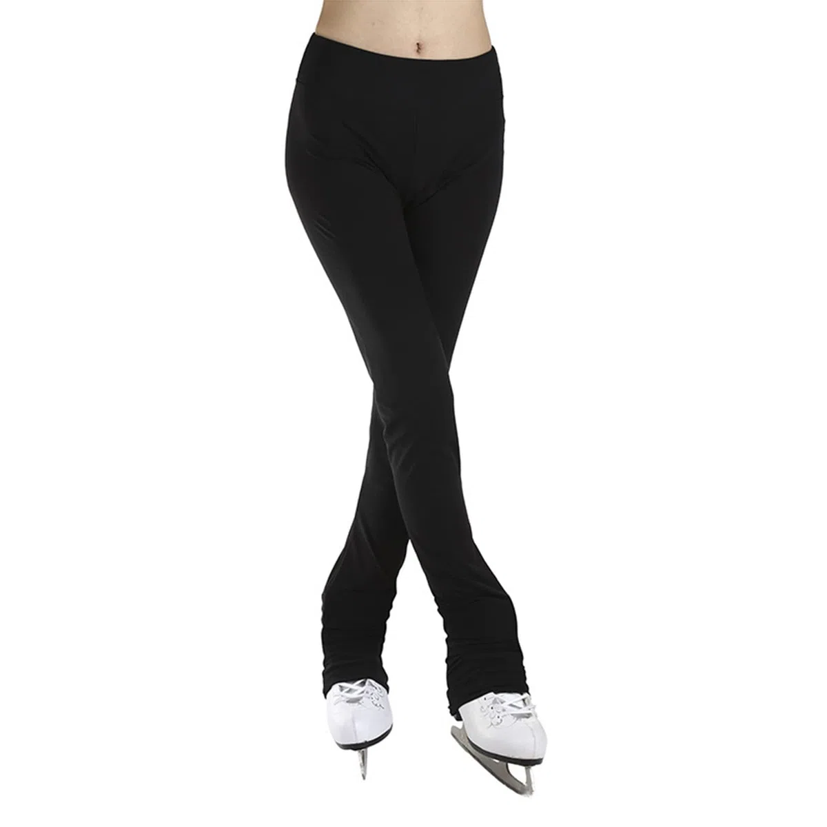 ZMIN Leggings negros para patinaje sobre hielo, mallas transpirables para patinaje artístico sobre las botas, ropa deportiva