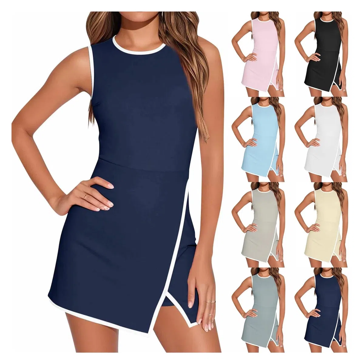 Ropa Padel Mujer Vestido de Tenis for Mujer, Vestido de Entrenamiento de Verano, Vestido Deportivo sin Mangas, Pantalones Cortos incorporados(Pink,M)
