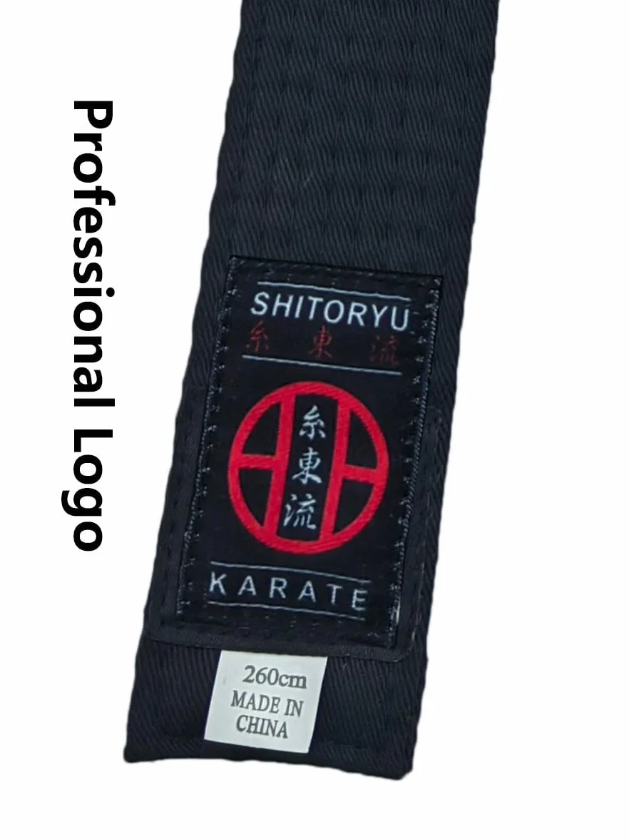Shito-Ryu - Cinturón de karate negro de 4 cm de ancho, cinturón japonés bordado unisex