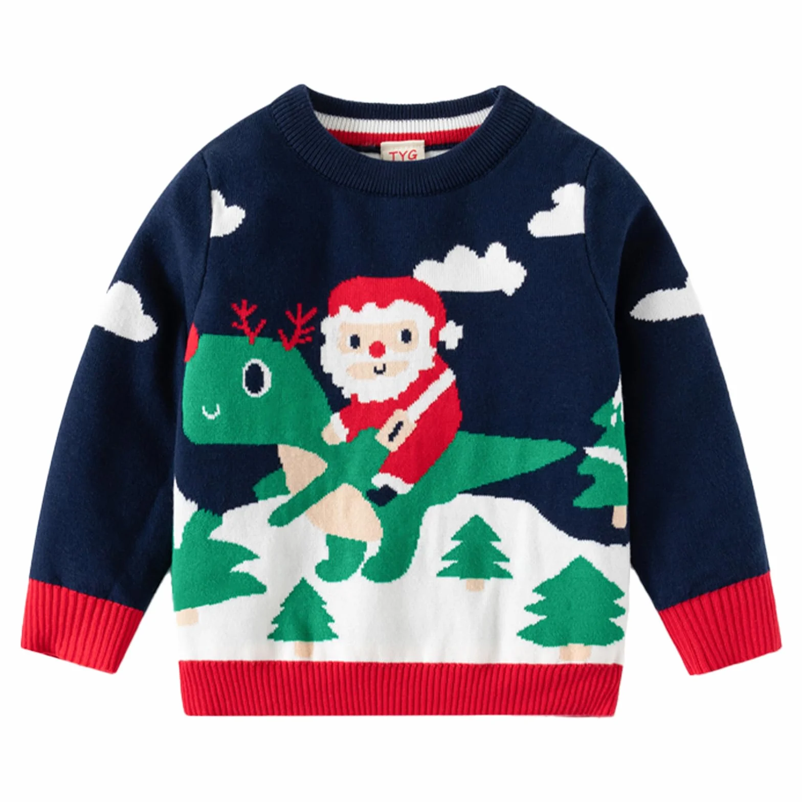 Niños Niñas Jersey de Navidad Sudadera de Punto Suéter Invierno Pull-Over Manga Larga Ciervo 1-6 Años