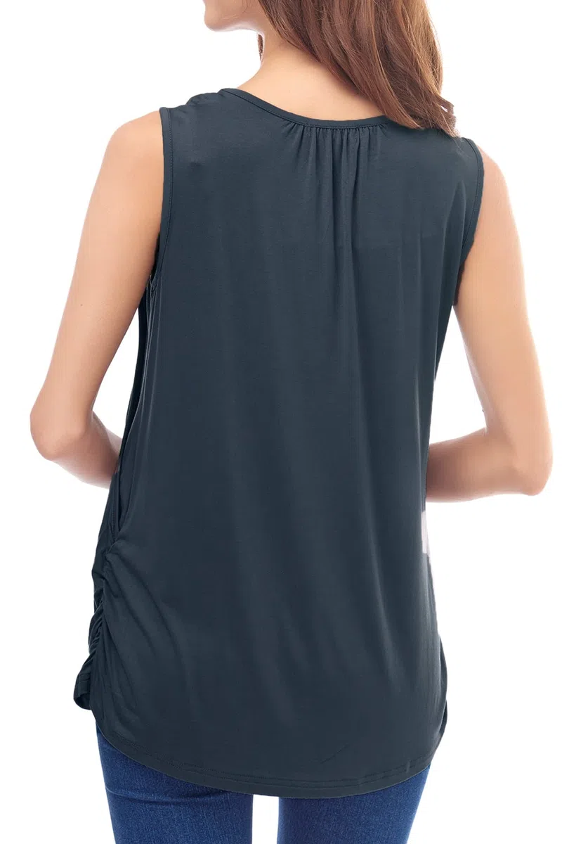 Smallshow Camiseta de Lactancia de Maternidad Ropa Enfermería de Lactancia sin Mangas para Mujer de Verano Dark Grey S