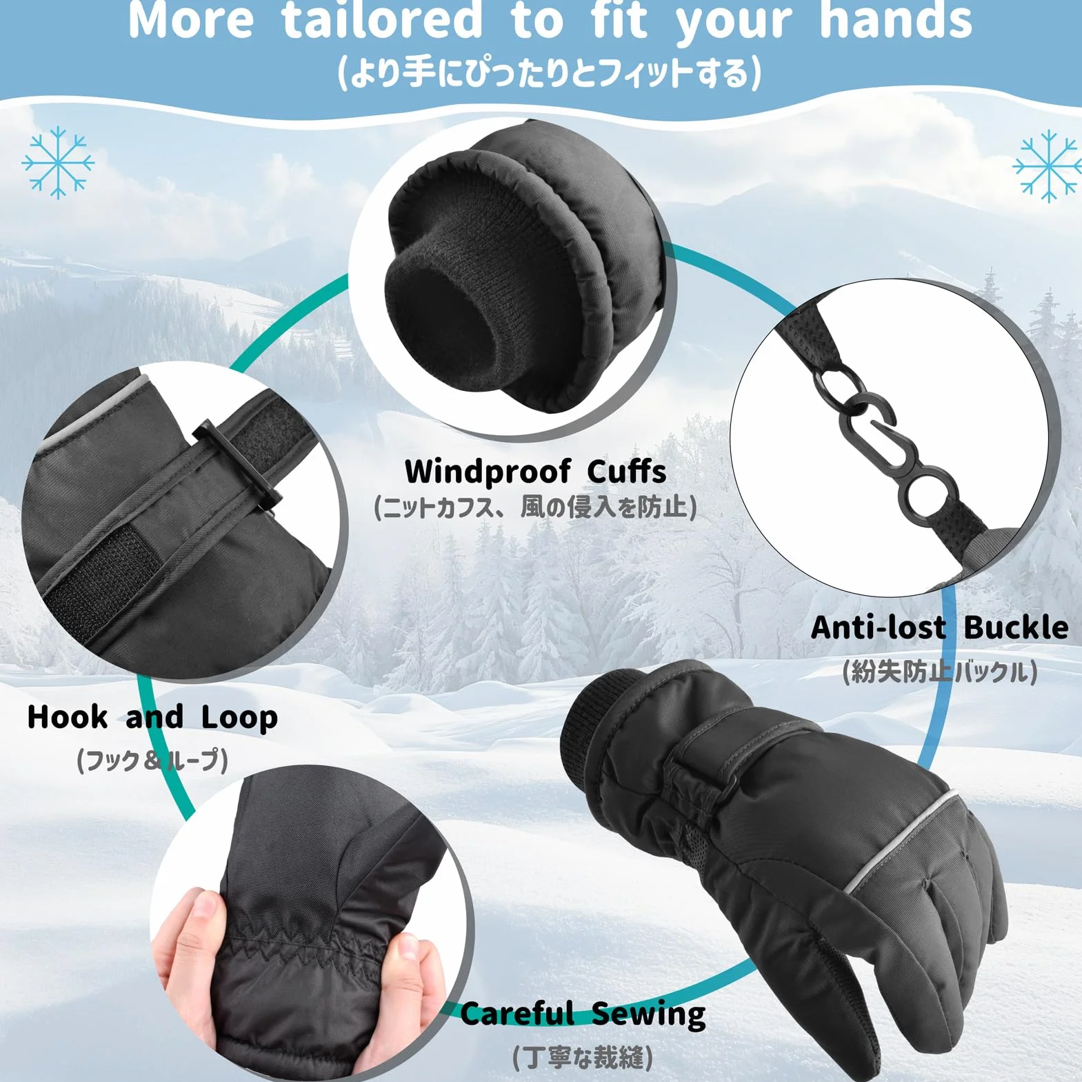 Azarxis Niños Guantes de Invierno Guantes de Esquí Cálidos Antideslizante Guantes de Nieve para Esquí Snowboard Ciclismo al Aire Libre para Niños y Niñas