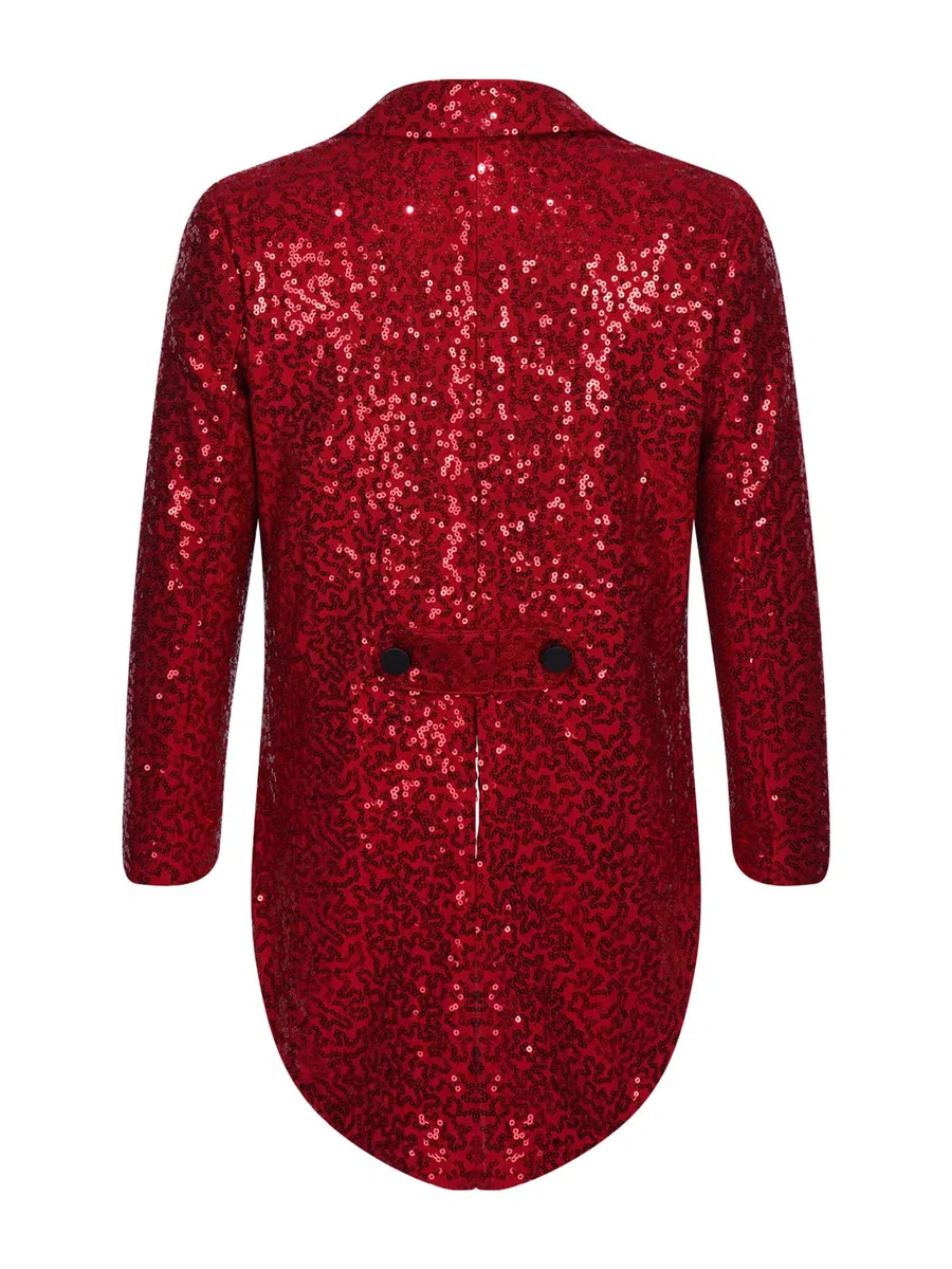 Hedmy Chaqueta Brillante de Fiesta para Niños Blazer Lentejuelas de Esmoquin con Solapa y Botones Cruzados Chaqueta de Mago 5-14 Años borgoña 5-6 años
