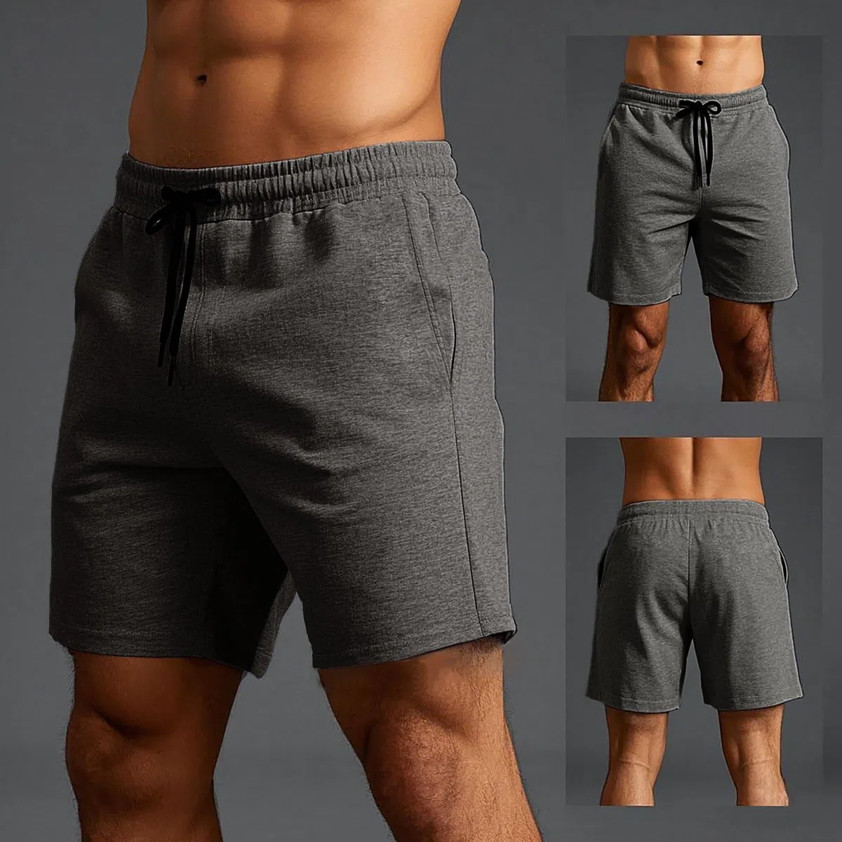 Pantalones Cortos Deportivos Hombre Casuales Gimnasio Entrenamiento Pantalones Cortos Fitness Pantalón Elástica Cintura con Bolsillo Algodón Jogger Shorts