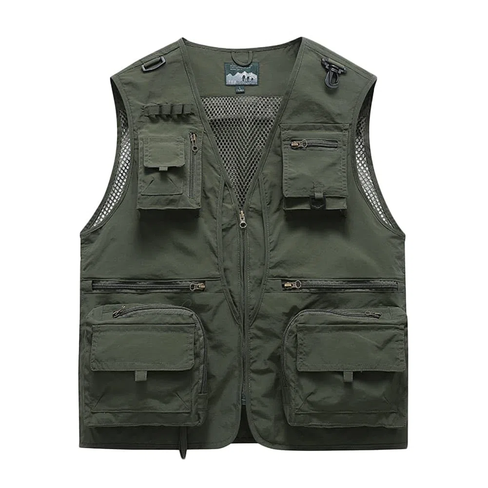 Chaleco de Pesca Hombre Multibolsillos Chaleco Deportivos de Caza Fotografia Chaqueta Casual Safari Chaqueta Sin Mangas Al Aire Libre