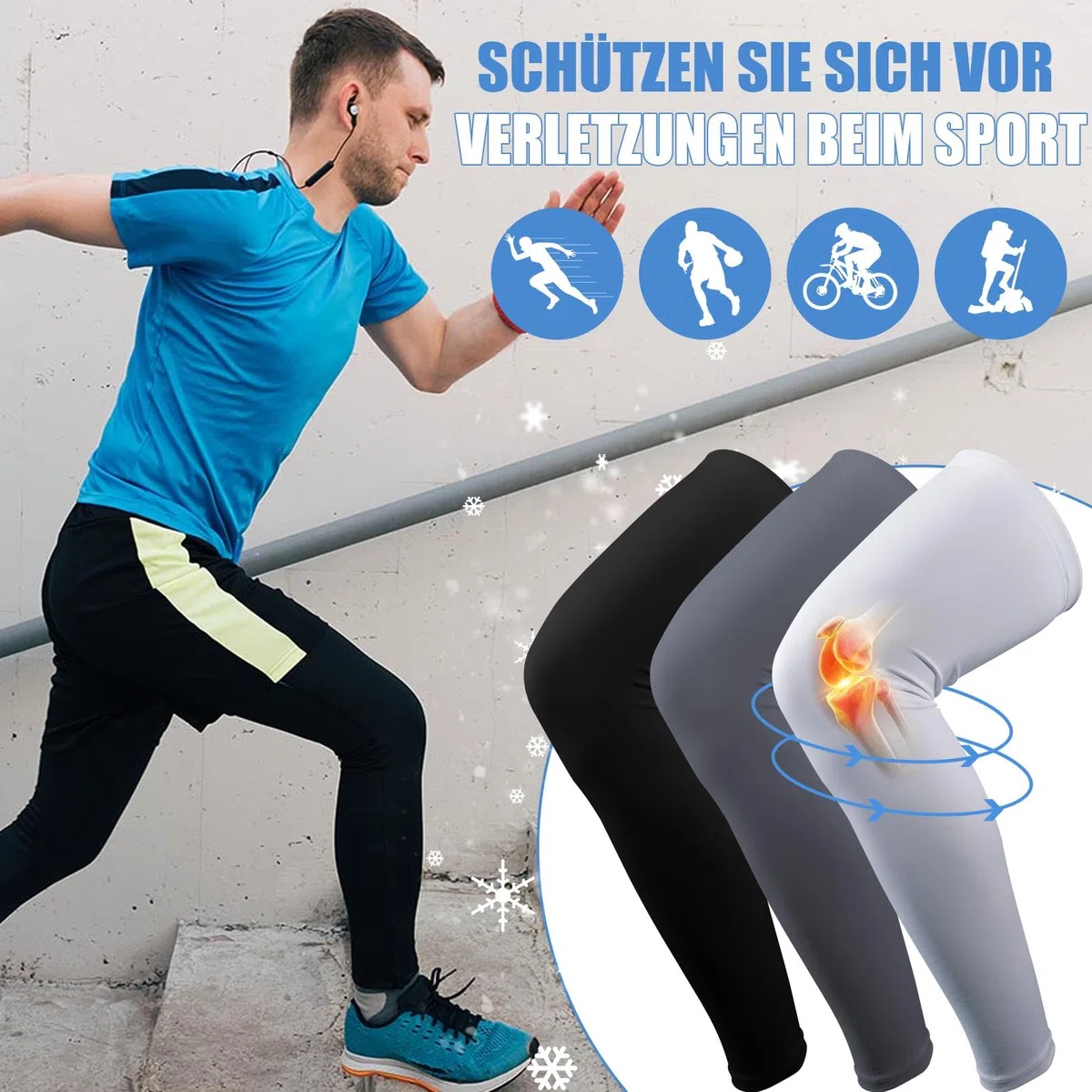 3 pares de puños de compresión para las piernas, protección solar UV, mangas largas de compresión para ciclismo, correr, baloncesto, hombres y mujeres (negro, blanco, gris), blanco, negro,