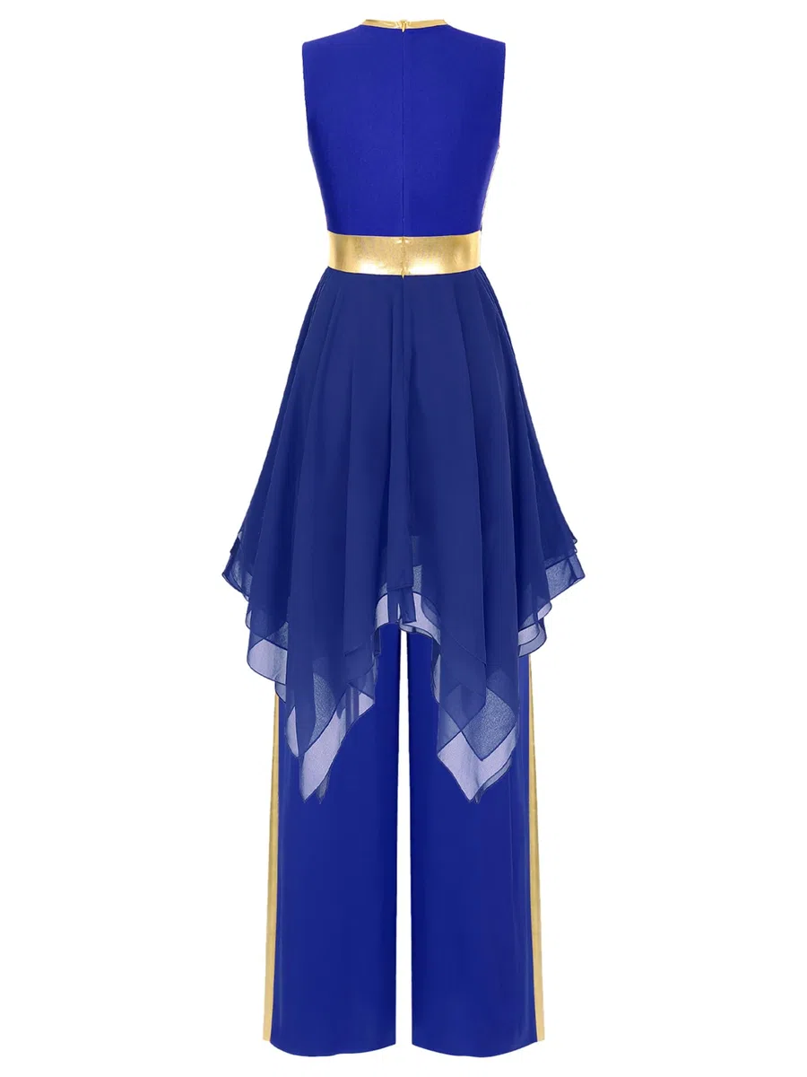 Aislor Vestido De Danza Cristiana para Mujer Vestido De Baile Irregular + Pantalones De Danza Cintura Elástica Ropa De Baile Litúrgica