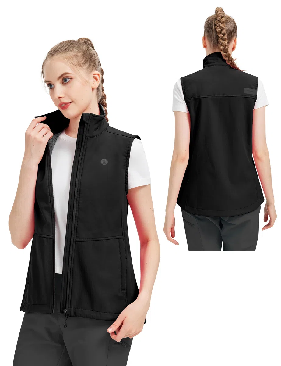 KUTOOK Chaleco Softshell para Mujer Ligero sin Mangas 4 Bolsillos Cuello Alto para Deportes Golf Senderismo Camping HC205