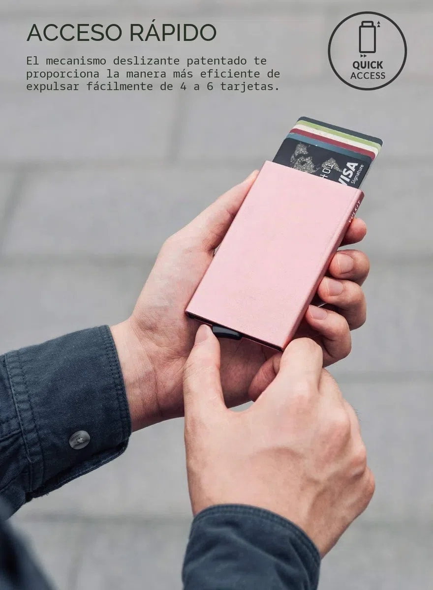 VULKIT Tarjetero Hombre o Mujer Pequeño Tarjeteros Metalico RFID Bloqueo Porta Tarjetas Slim Porta Cartoes Homem Pop Up Funda Tarjeta Credito para 5 Tarjetas