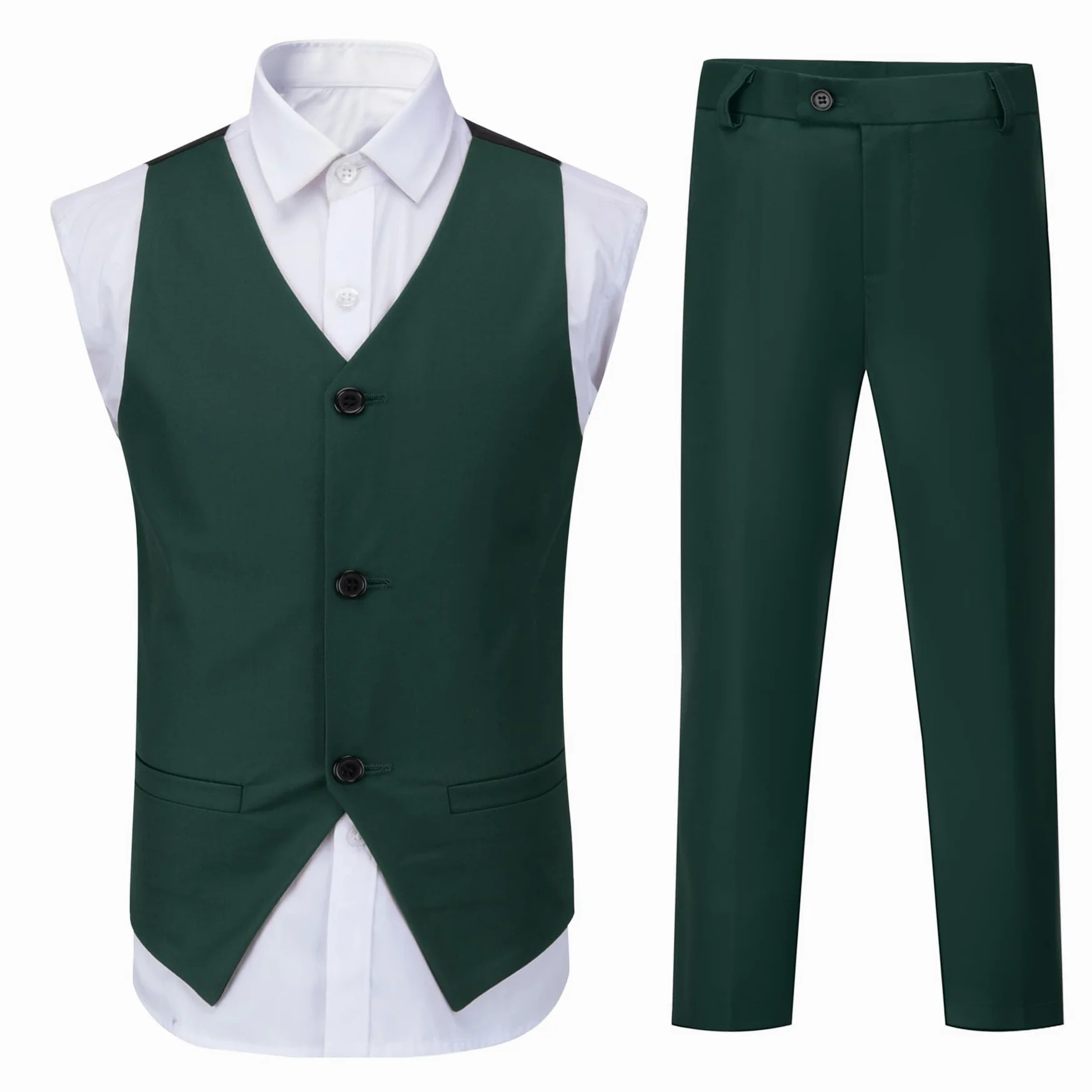 Sliktaa Traje de 3 piezas para niños con cuello de solapa con un botón, trajes para bodas, cumpleaños, fiestas, bailes de graduación, traje de rendimiento, chaleco, pantalones, multicolor