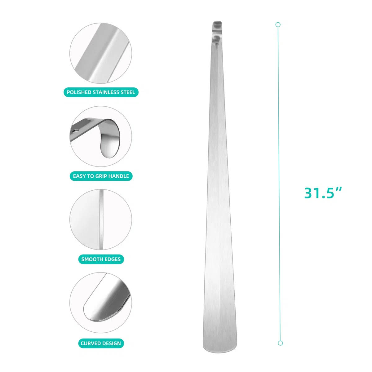 Extra Largo 80cm Calzador de Acero Inoxidable de Metal