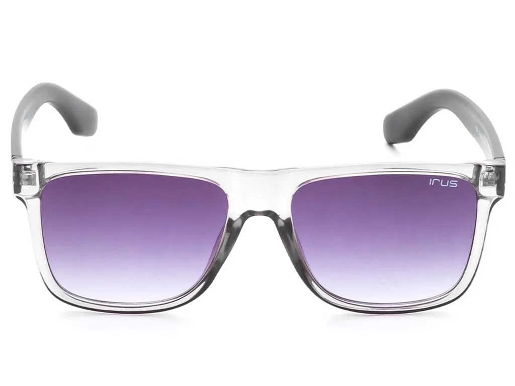 IRUS | 100% protección UV | Unisex | Mediano | Borde completo | Cuadrado | Marco: policarbonato gris cristal brillante | Lente: policarbonato degradado ahumado