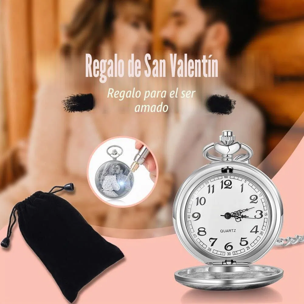 Reloj Bolsillo Personalizado con Foto Grabado Reloj Vintage Reloj Bolsillo Suave Clásico para Hombres Mujeres Regalo para Cumpleaños Aniversario Día del Padre