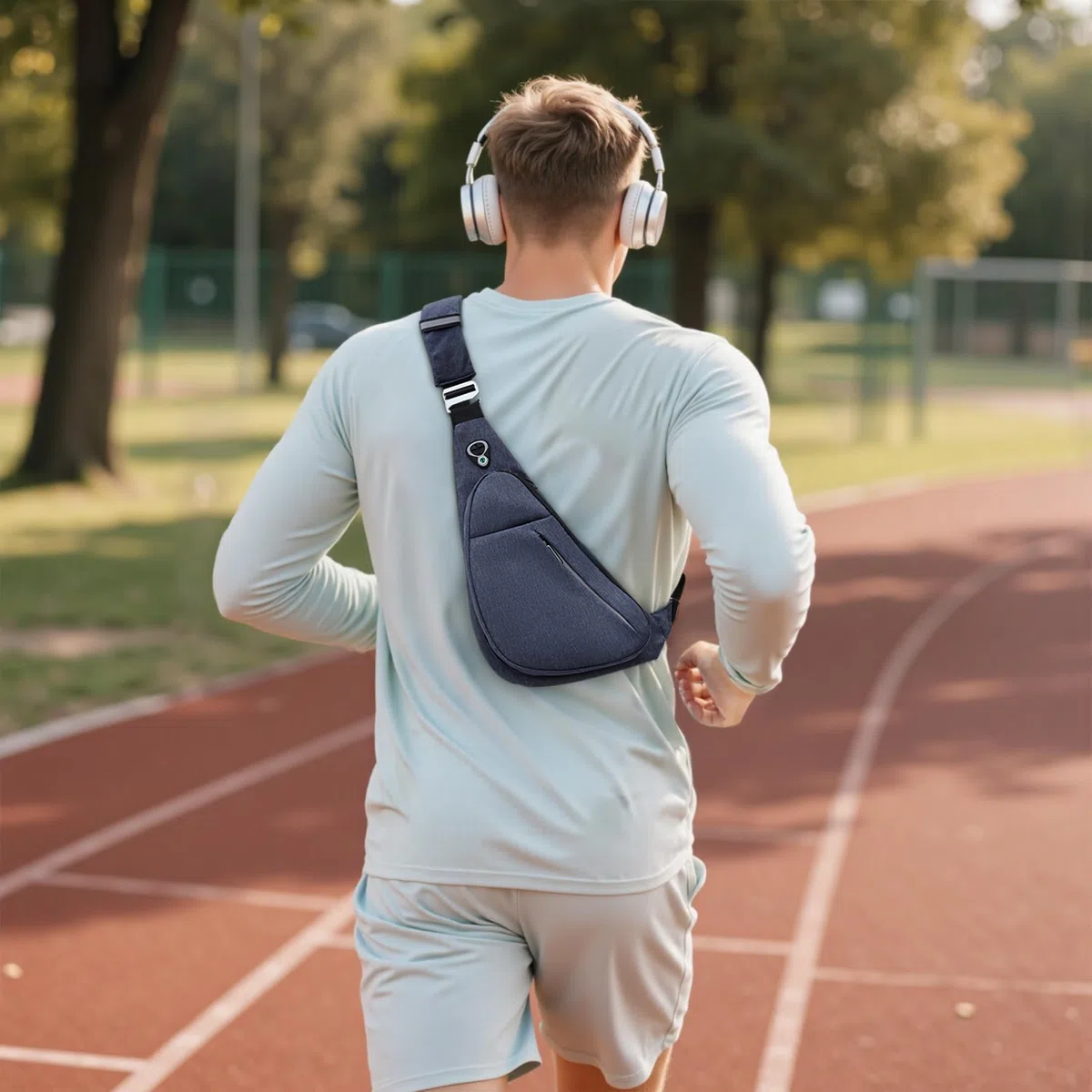 VARLIVOO Bandoleras Hombre, Bolso de Hombro Antirrobo Pequeña Bolso de Pecho Impermeable para Trabajo y Viaje Deporte Unversidad Azul B