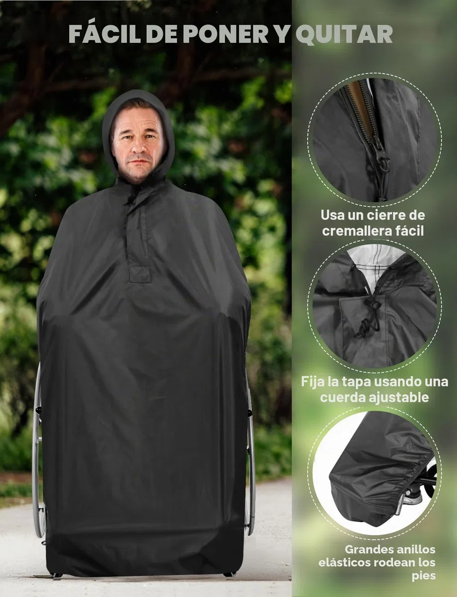 ANYOO Funda Impermeable para Poncho para Silla de ruedas, Poncho Ligero para Lluvia, Capa Protectora con Elásticos que Proporciona Protección seca para Sillas de ruedas, Talla única
