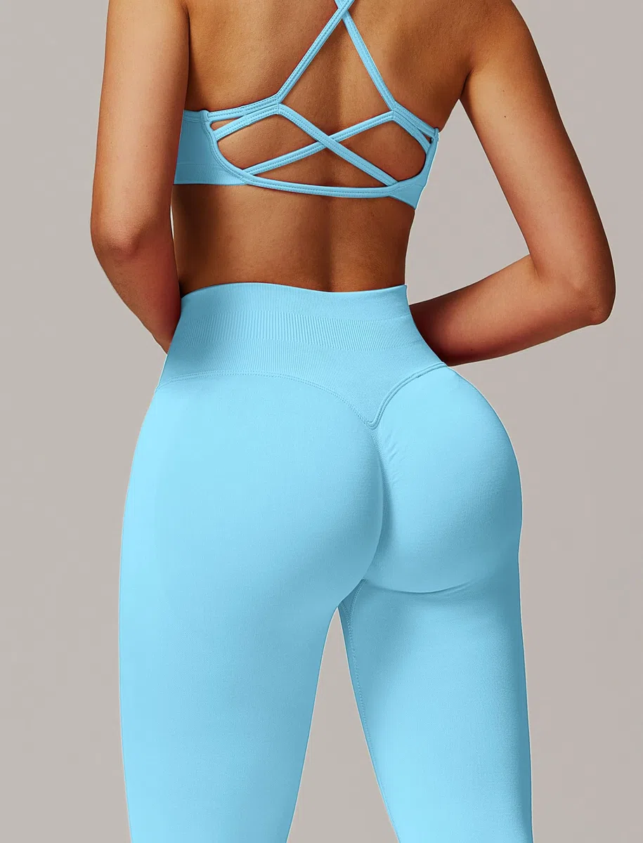 IMEKIS Conjunto de gimnasio de 2 piezas para mujer, yoga, deporte, crossback, sujetador deportivo con cintura alta, pantalones de fitness, ropa de entrenamiento, traje deportivo para correr, pilates