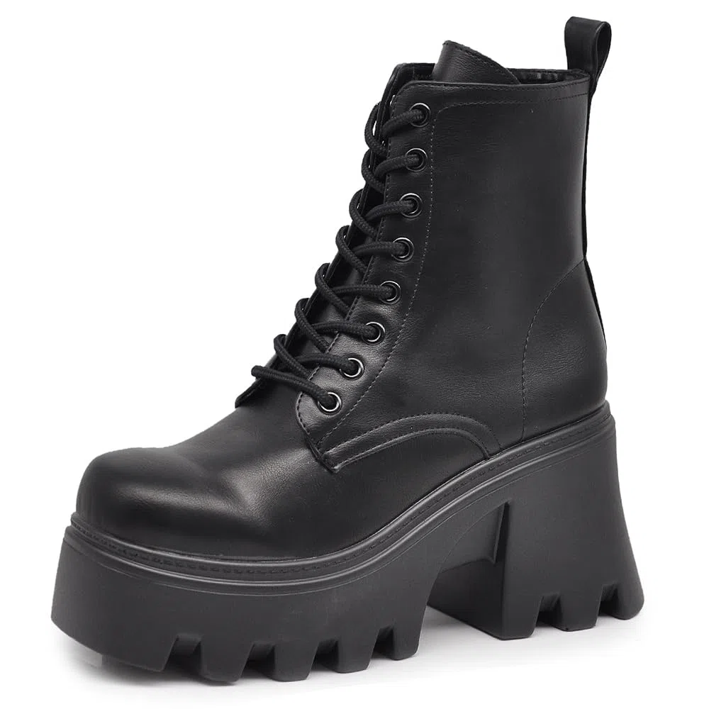 IF FASHION Botines Botines Anfibios de Mujer de Piel Sintética con Tacón Grueso Platform Cuña Dippio Fondo Carrarmato MP752-1