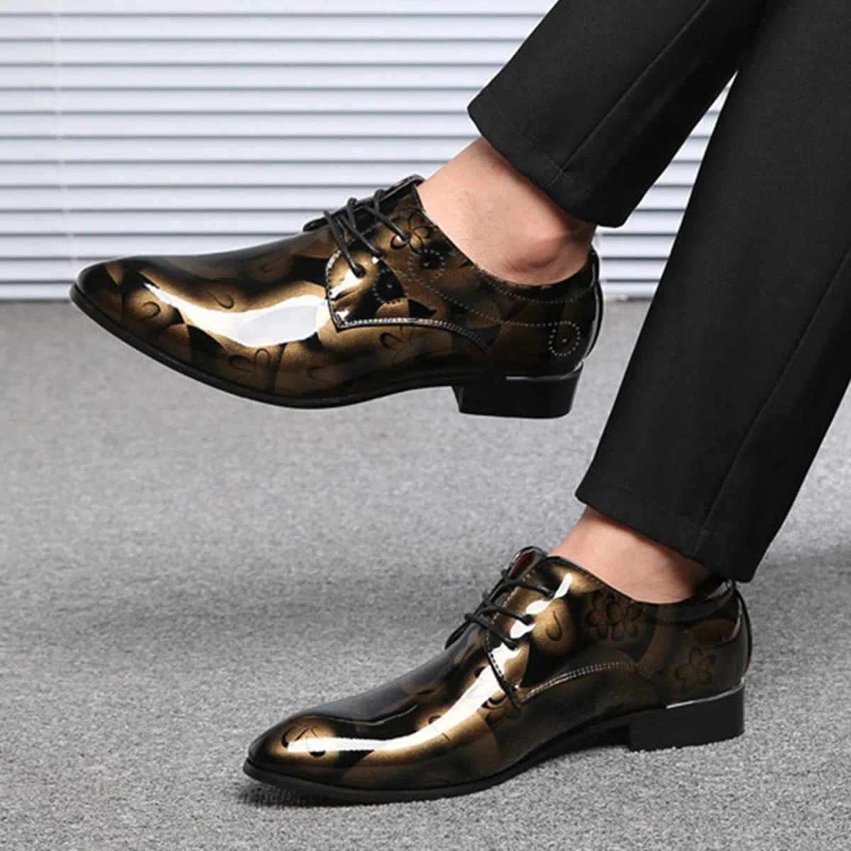 Zapatos de cuero sintético formal para hombre con correa única, zapatos bajos con cordones, zapatos de negocios para hombre