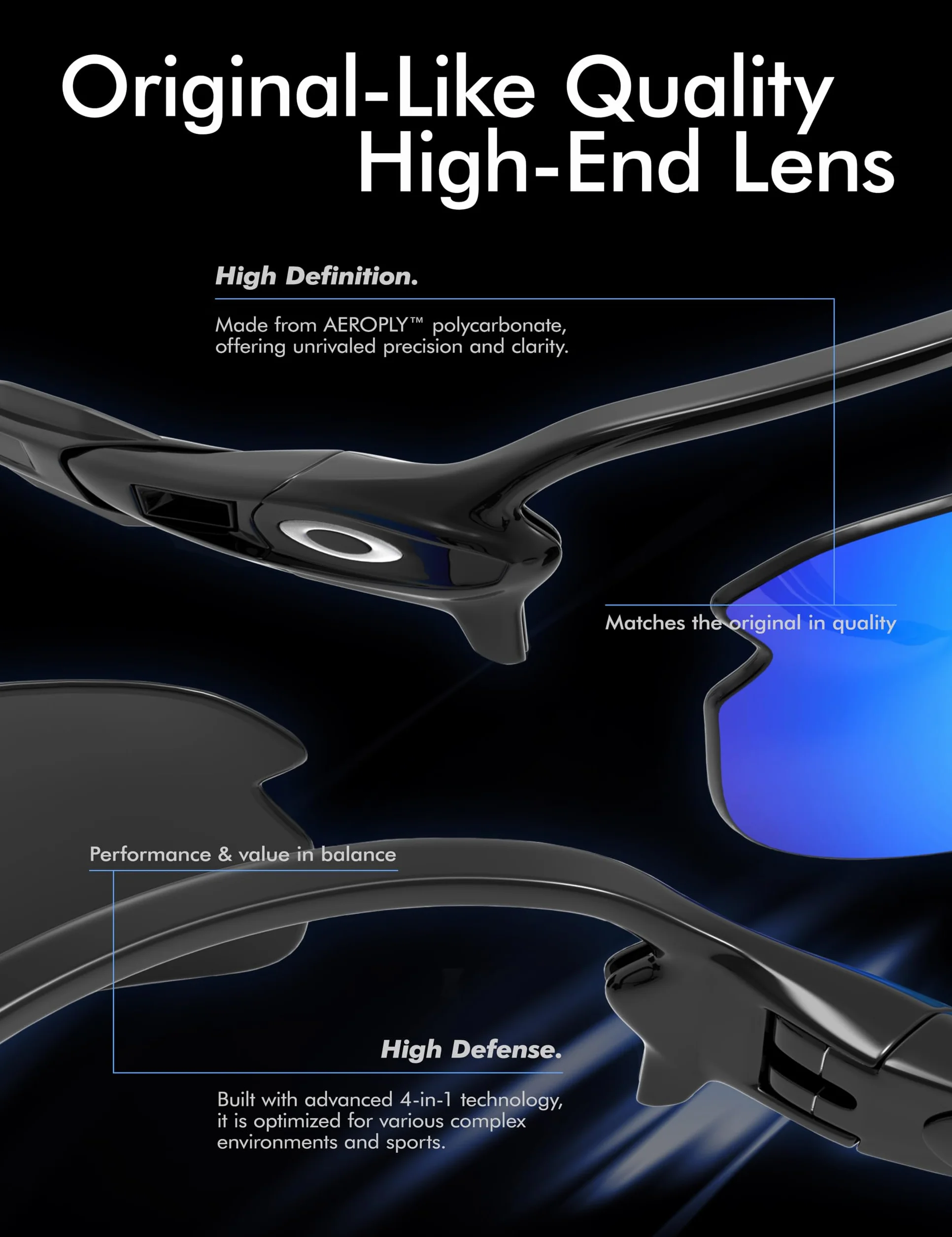 Saucer Lentes de repuesto prémium para gafas inteligentes Oakley Meta HSTN OW8002 de 51 mm