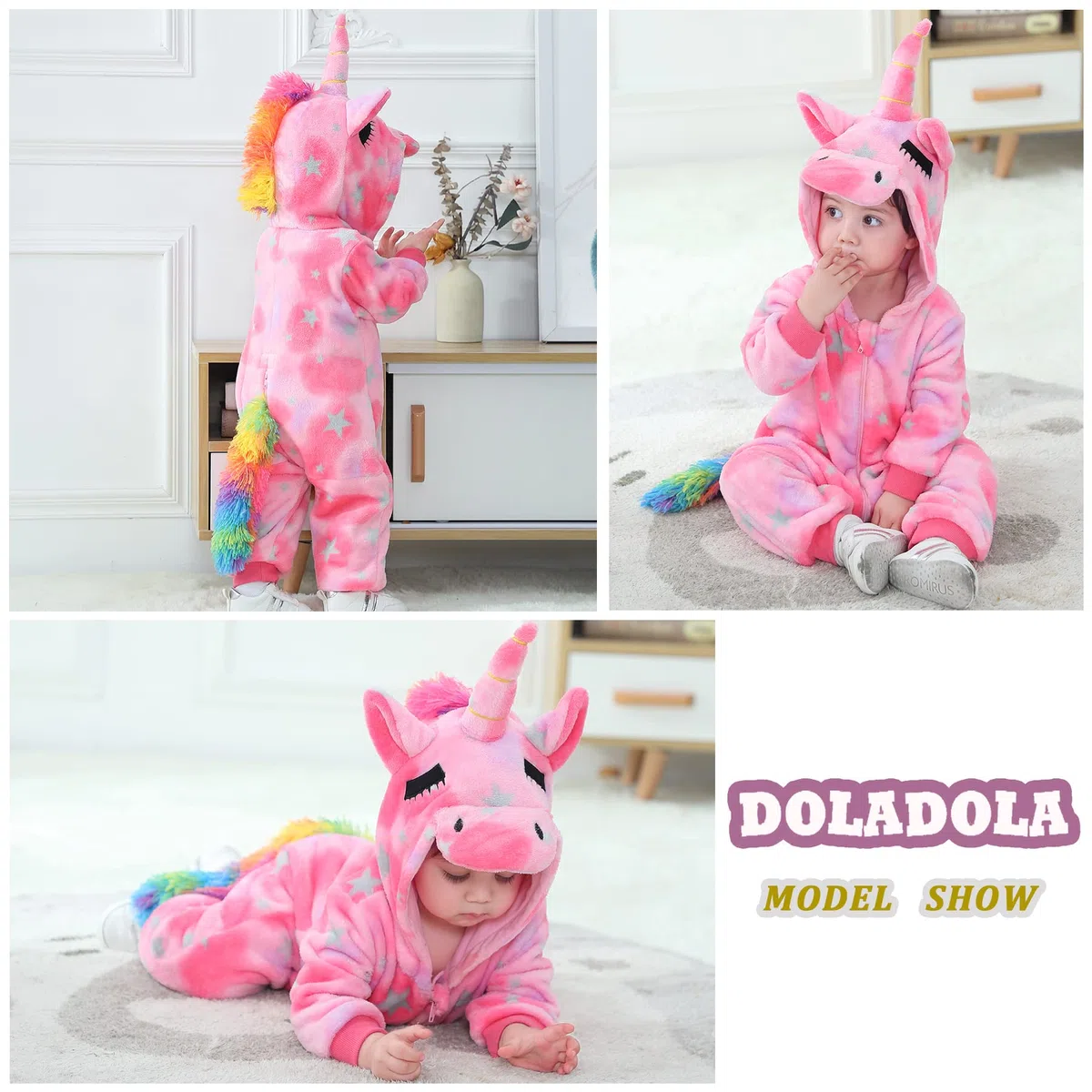 Mameluco para bebé Animal de Unicornio con Capucha Monos Pantalones de Peto para niña Ropa de Franela para niño