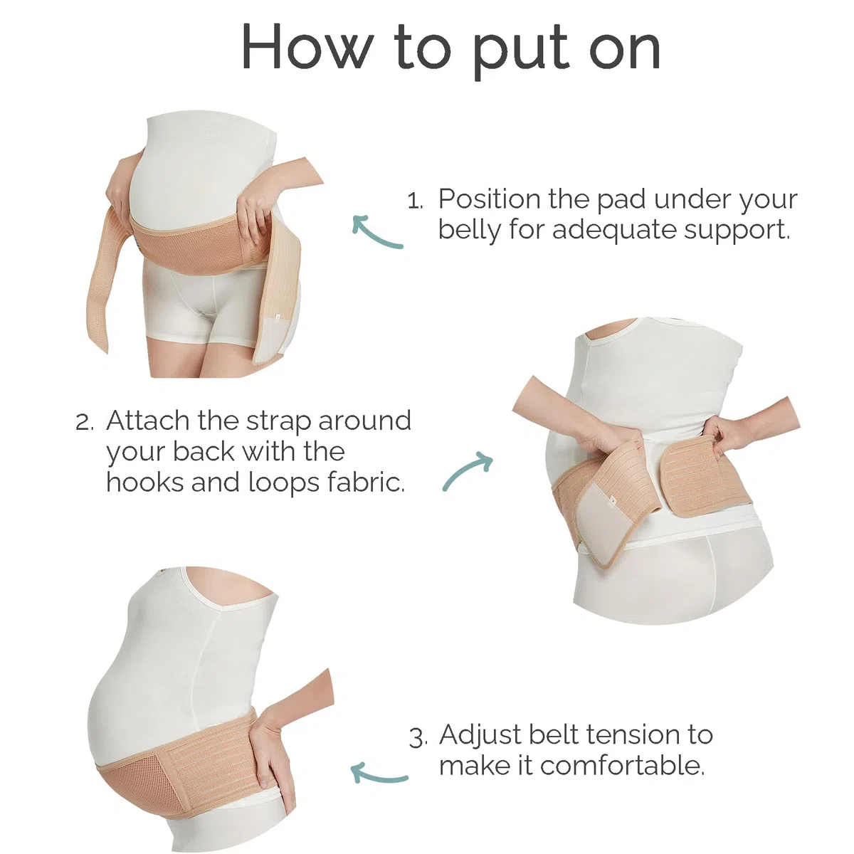 NEOtech Care Cinturón de Maternidad Ajustable - Faja Abdominal Ligera y Transpirable para Embarazadas (Beige, Talla normal)